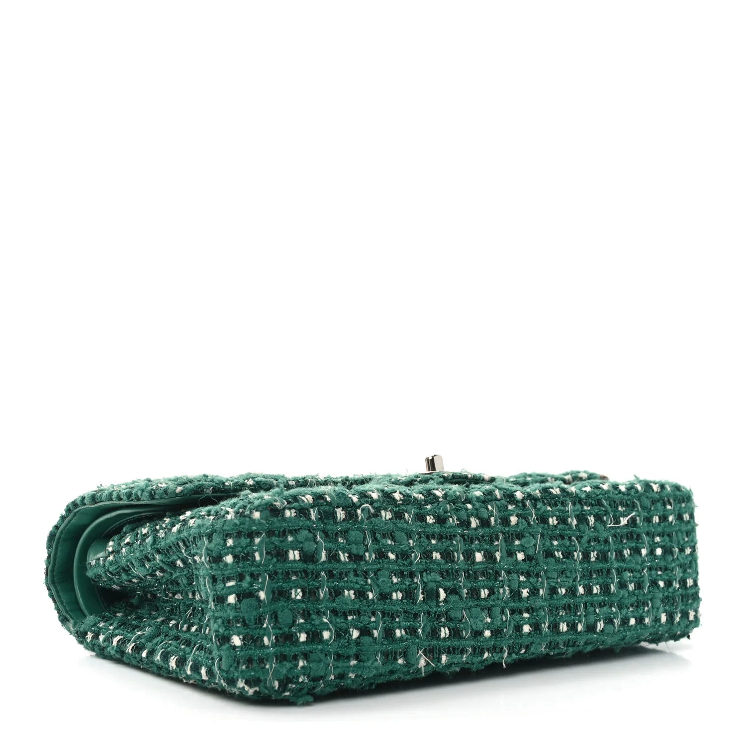 Tweed Quilted Medium Double Flap Green