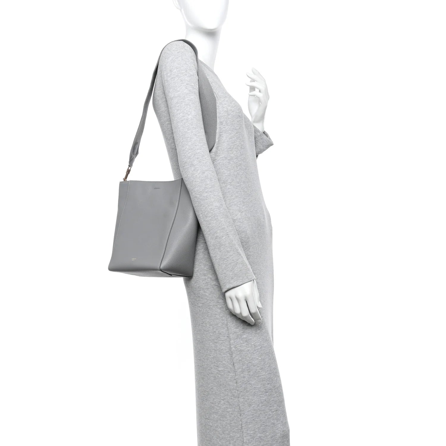 Soft Grained Calfskin Small Sangle Bucket Bag Kohl