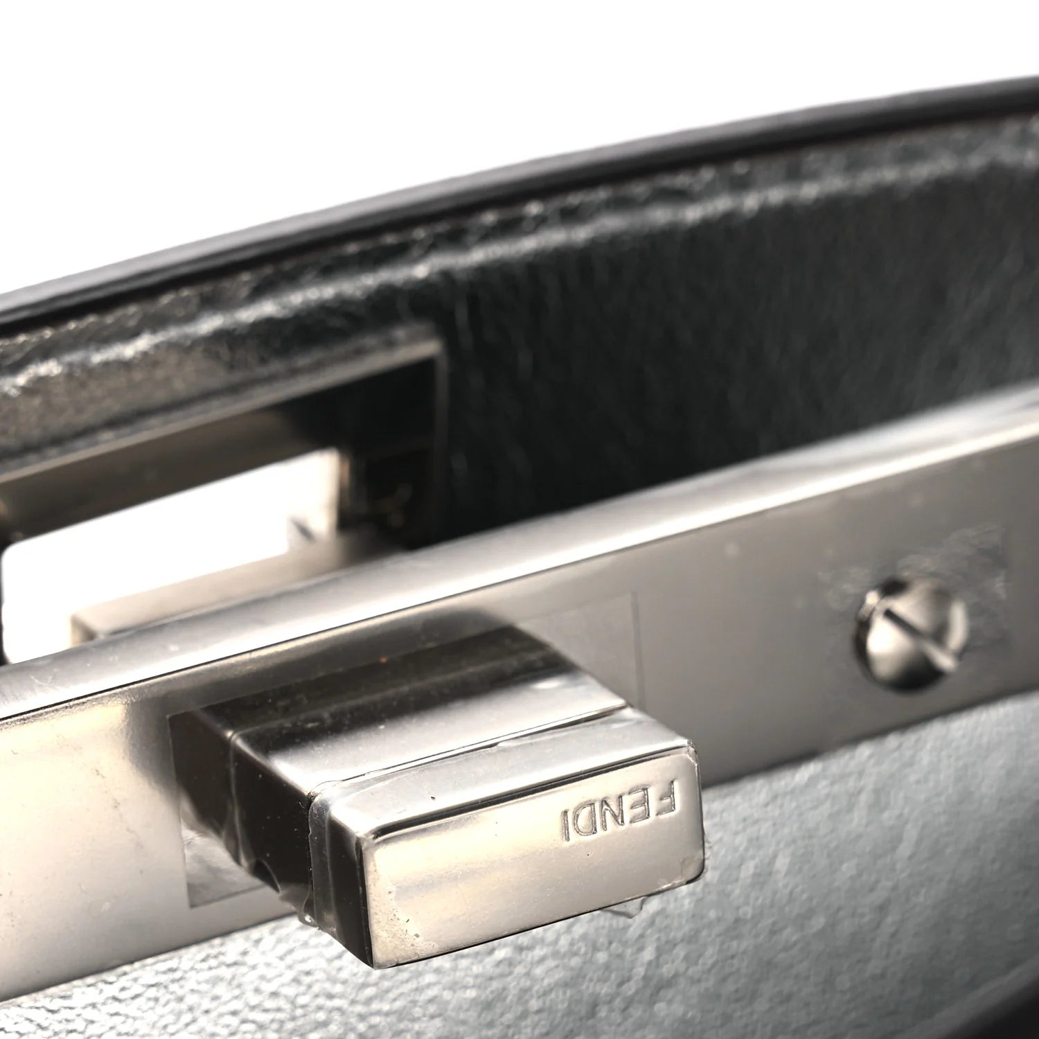 Crystal Vitello Laminato FF Petite Peekaboo I SEE U Satchel Crystal Argento