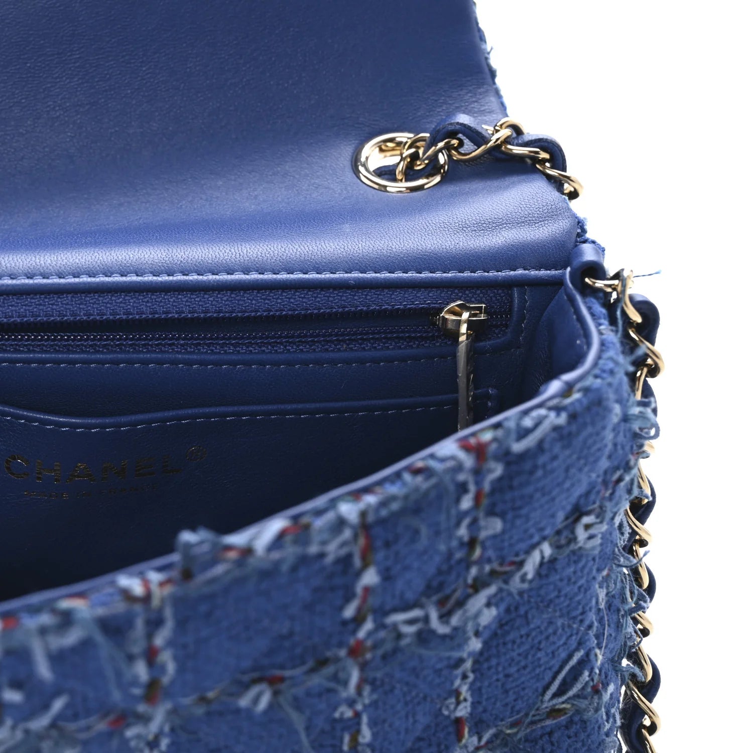 Tweed Quilted Mini Rectangular Flap Blue Multicolor