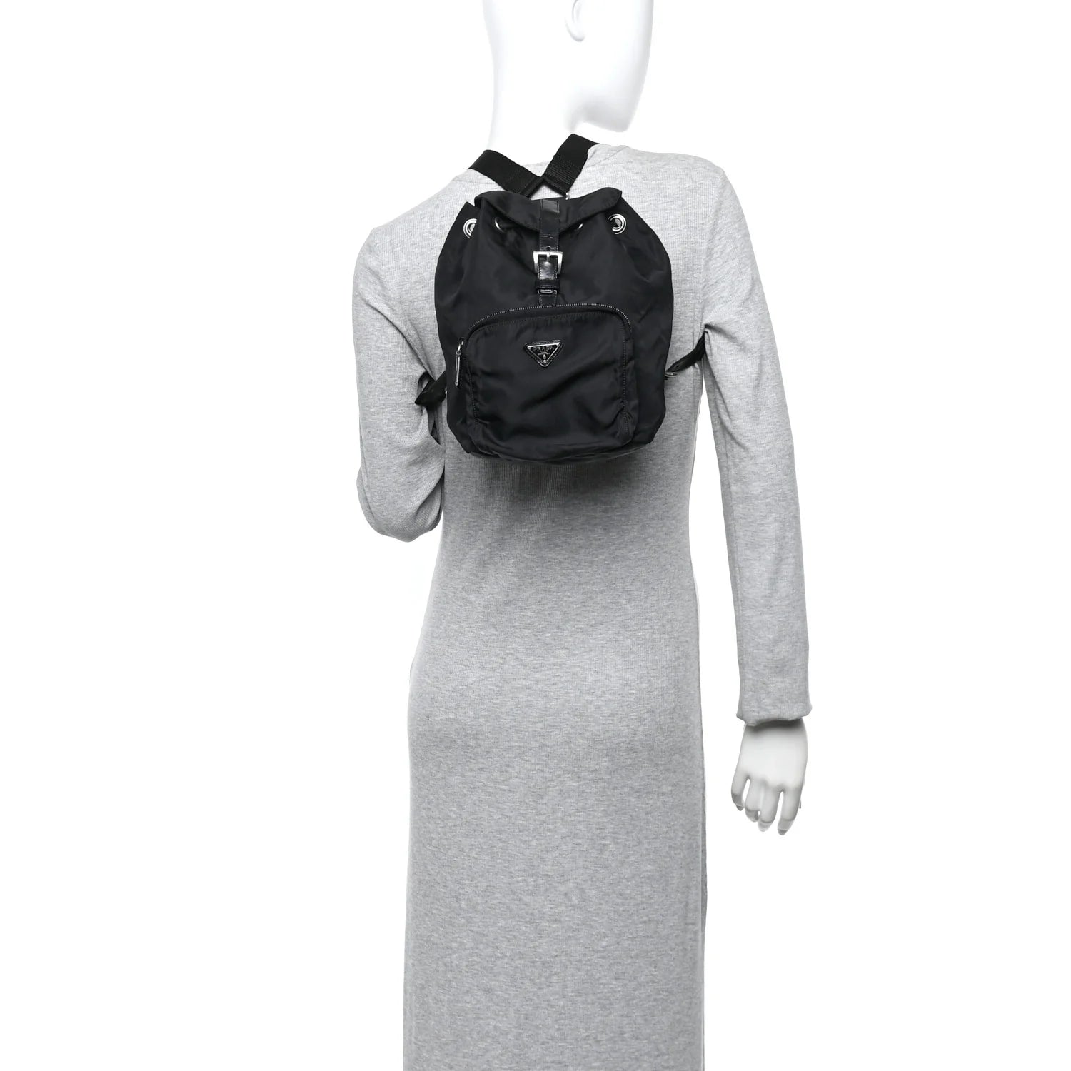 Nylon Vela Mini Cinch Backpack Black