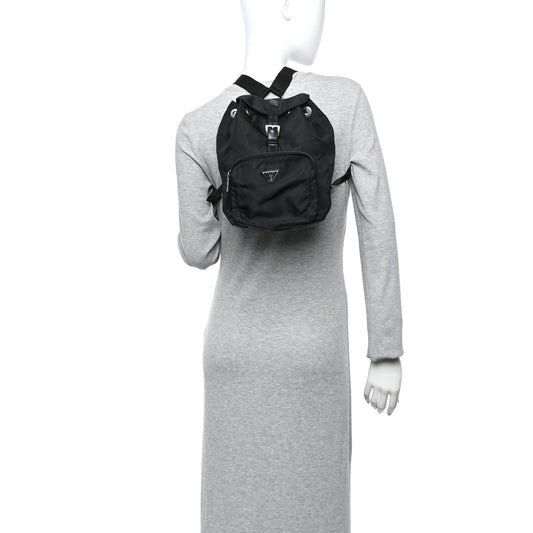 Nylon Vela Mini Cinch Backpack Black