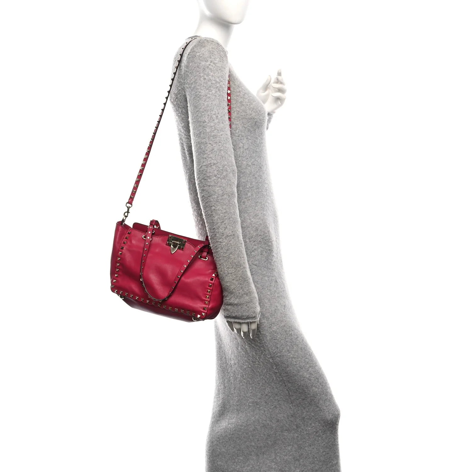 Vitello Small Rockstud Tote Cyclamin