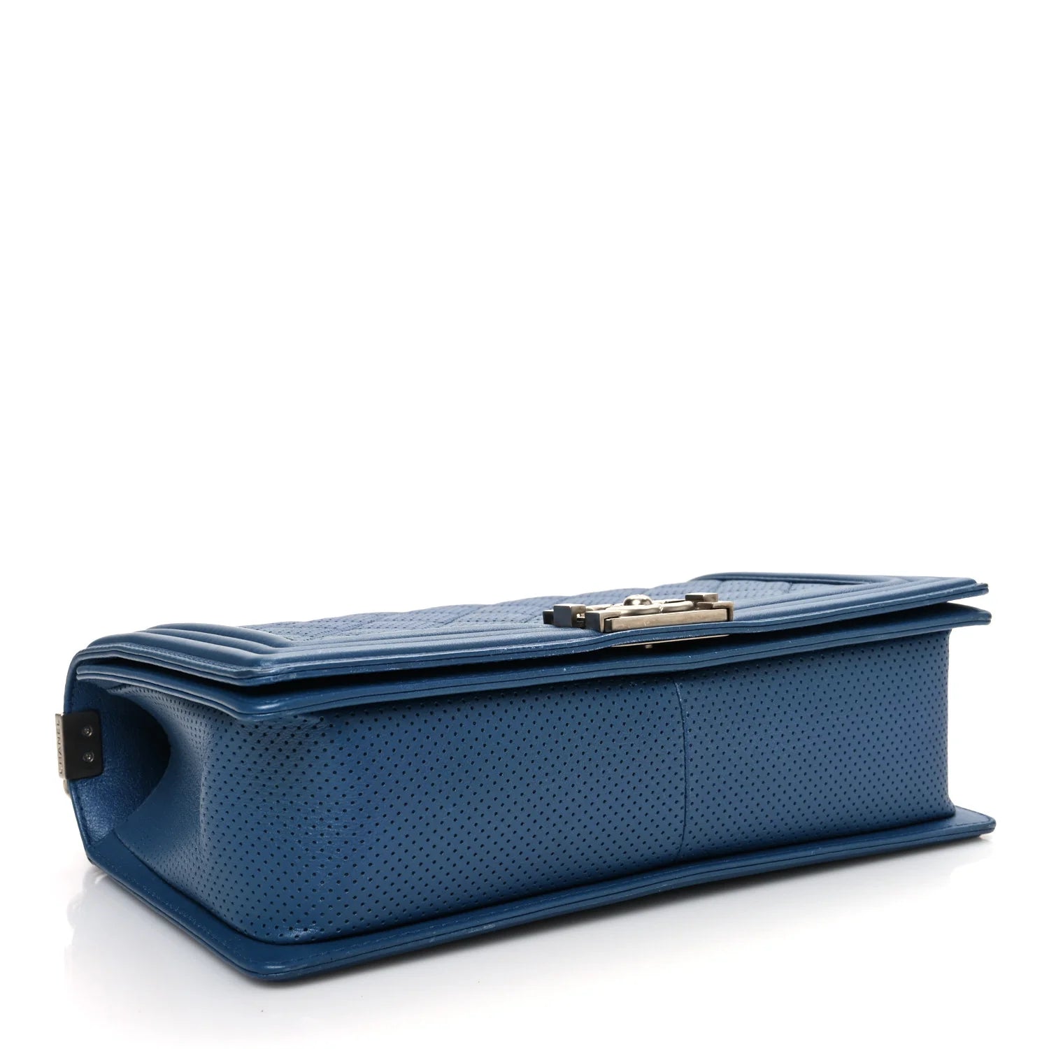 Perforated Lambskin Quilted New Medium Boy Flap Blue