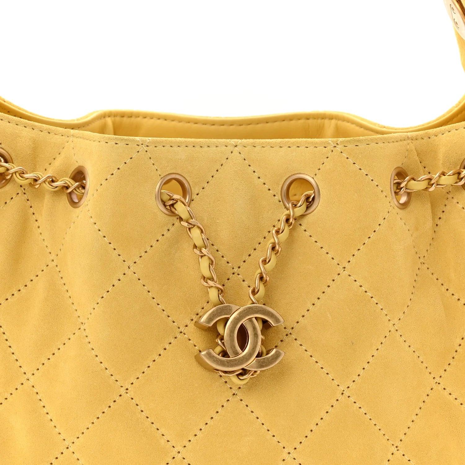 Suede Quilted Mini  25 Handbag Yellow