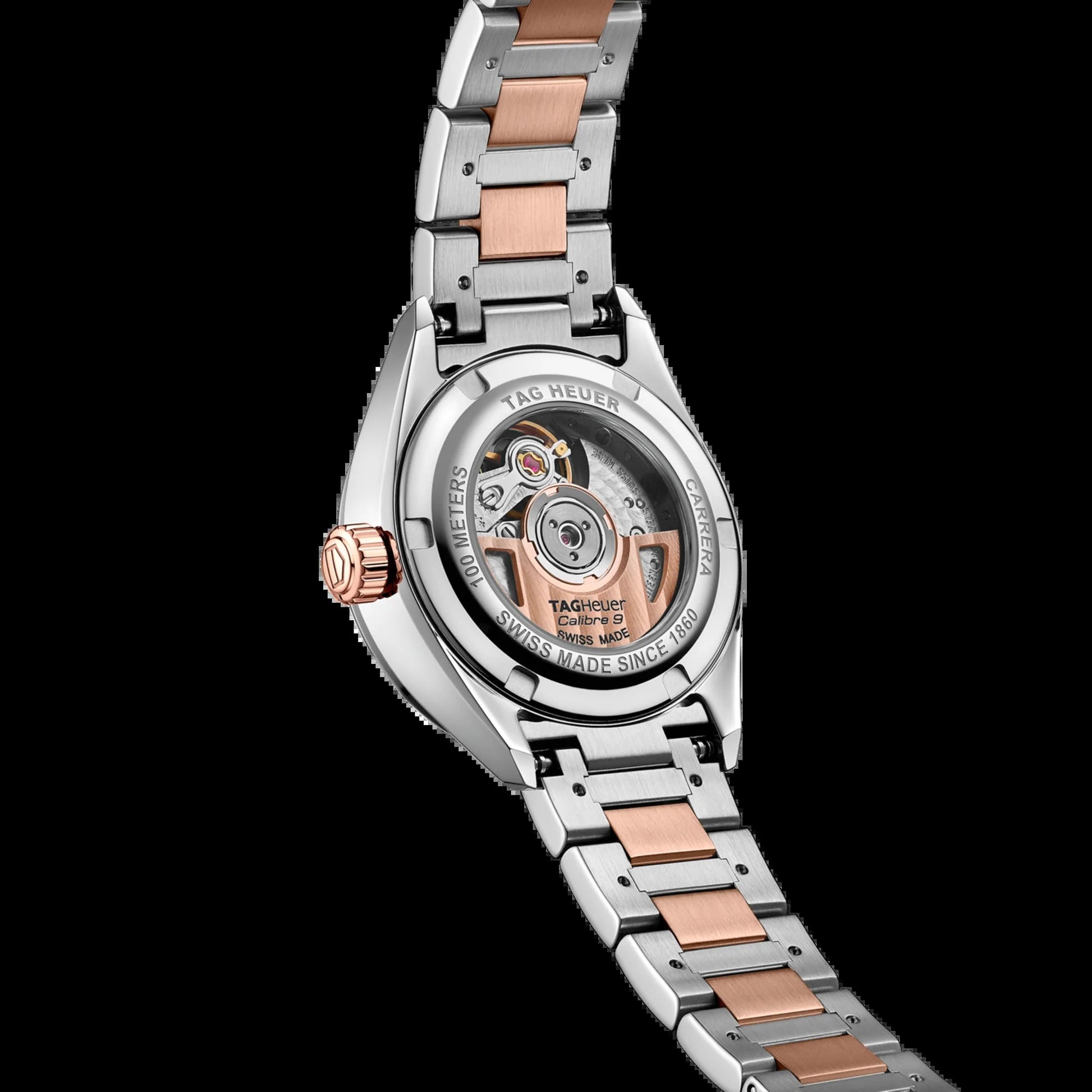 Unworn  Carrera Calibre 9 Date, Stainless Steel and 18K Rose Gold Set with Diamonds, 29Mm, Ref# WBN2450.BD0569, Box & Papers