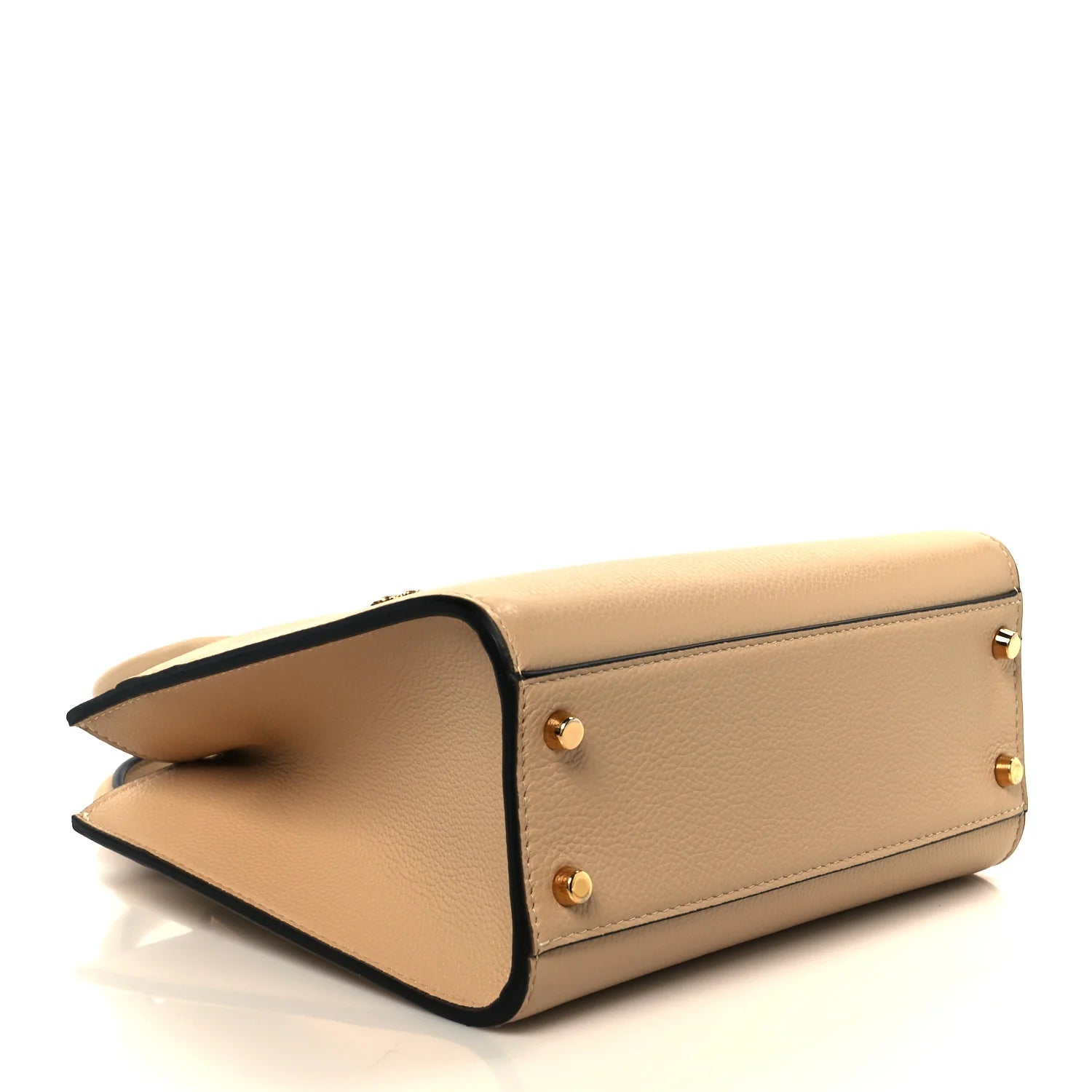 Grainy Calfskin Virtus Top Handle Tote Beige