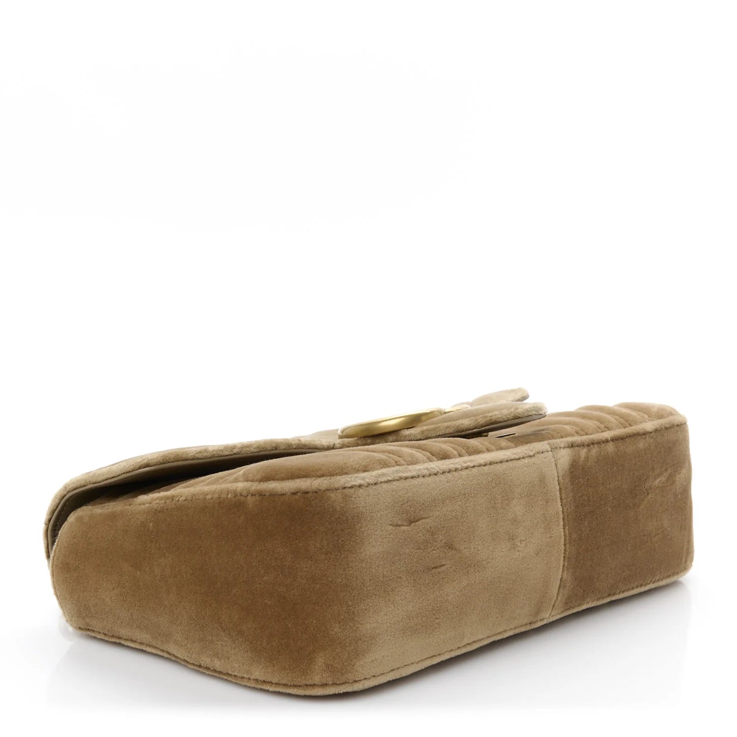 Velvet Matelasse Small GG Marmont Shoulder Bag Taupe