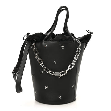 Smooth Calfskin Studded Roxy Bucket Bag Black