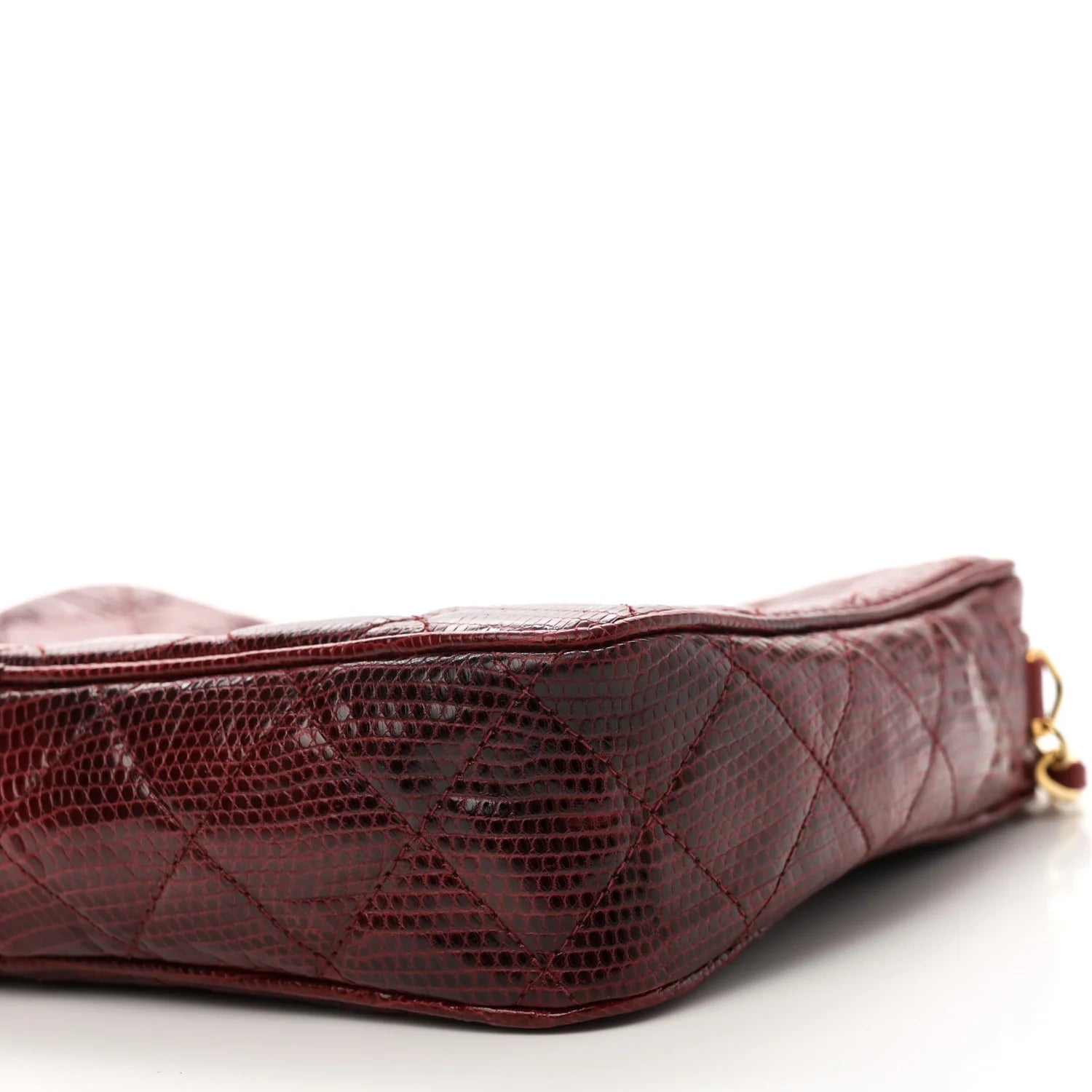 Lizard Quilted Small Tassel Camera Case Burgundy