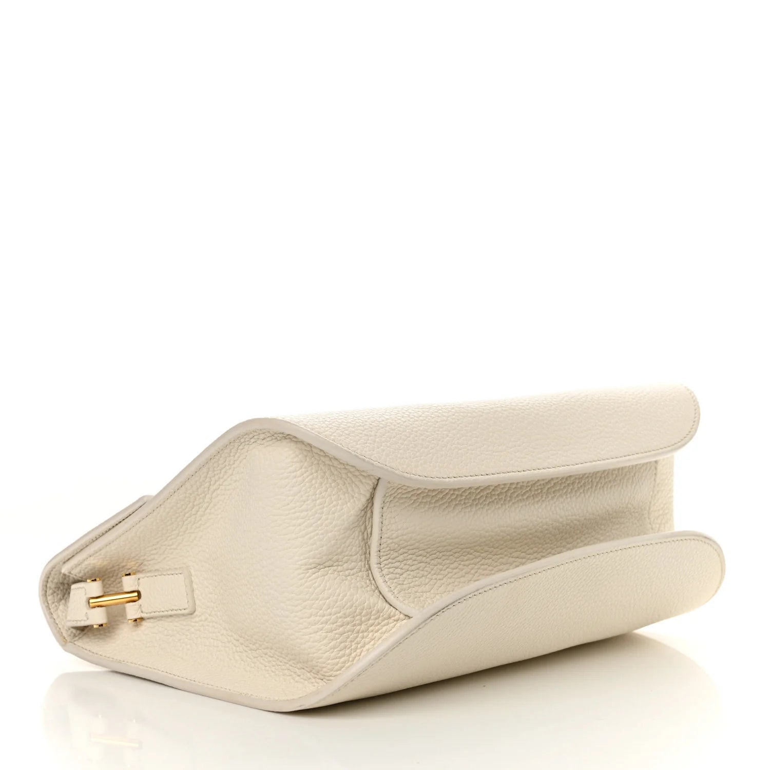 Grained Calfskin Large T Clasp Tara Crossbody Bag White