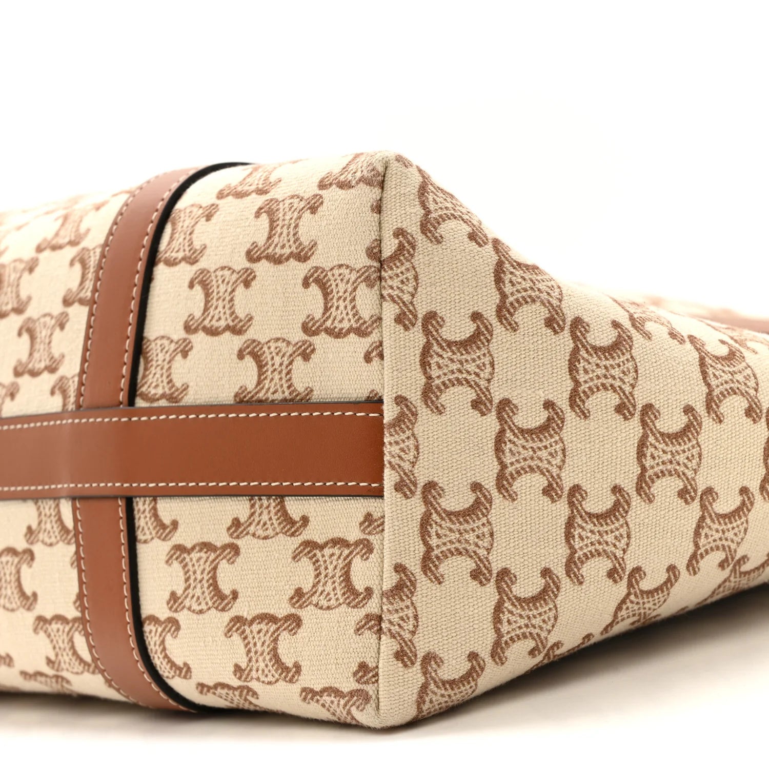 Triomphe Canvas Calfskin Museum Bag White