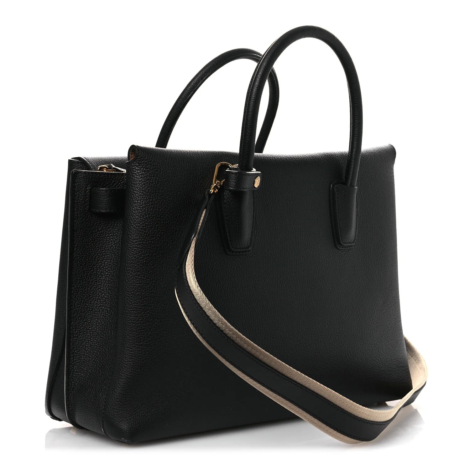 Grained Calfskin Large Milla Tote Black