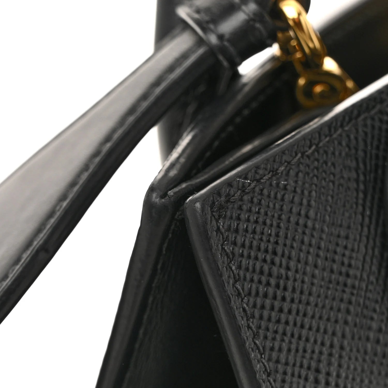 Saffiano Cuir Calfskin Small Monochrome Top Handle Tote Black