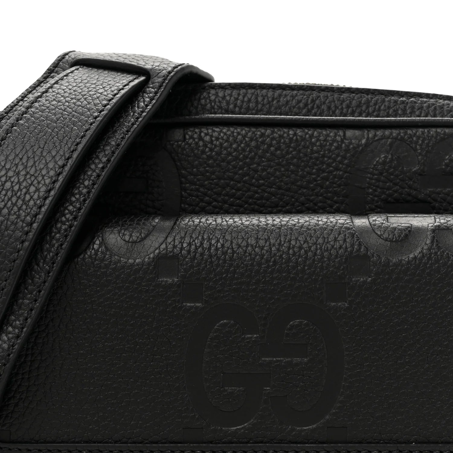 Piuma Calfskin Jumbo GG Embossed Small Messenger Bag Black