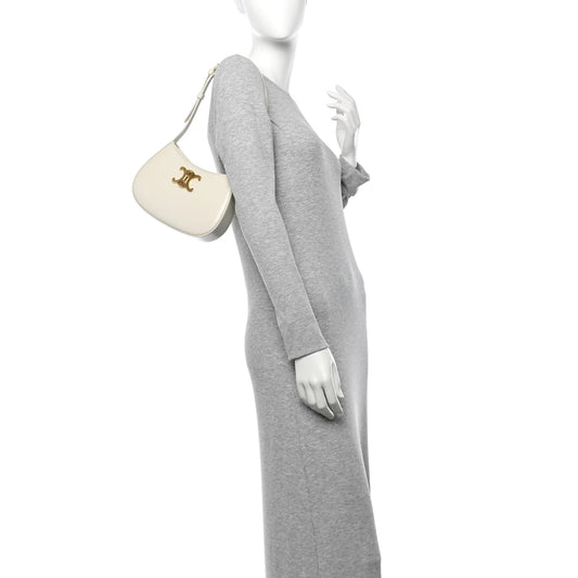 Shiny Calfskin Medium Tilly Triomphe Shoulder Bag Rice