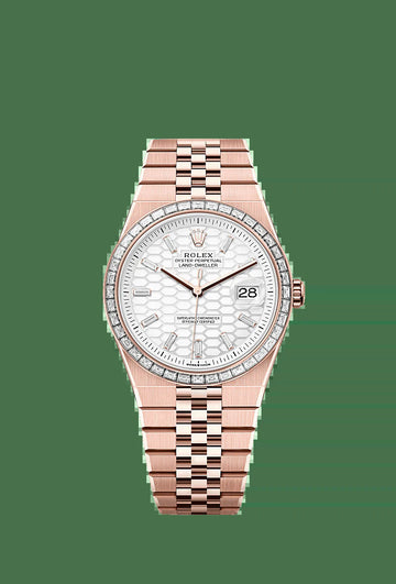 Unworn 2025,  Land-Dweller 40, 18K Everose Gold and Diamonds, Intense White Dial, Flat Jubilee, Ref# 127385Tbr-0003, Box and Papers