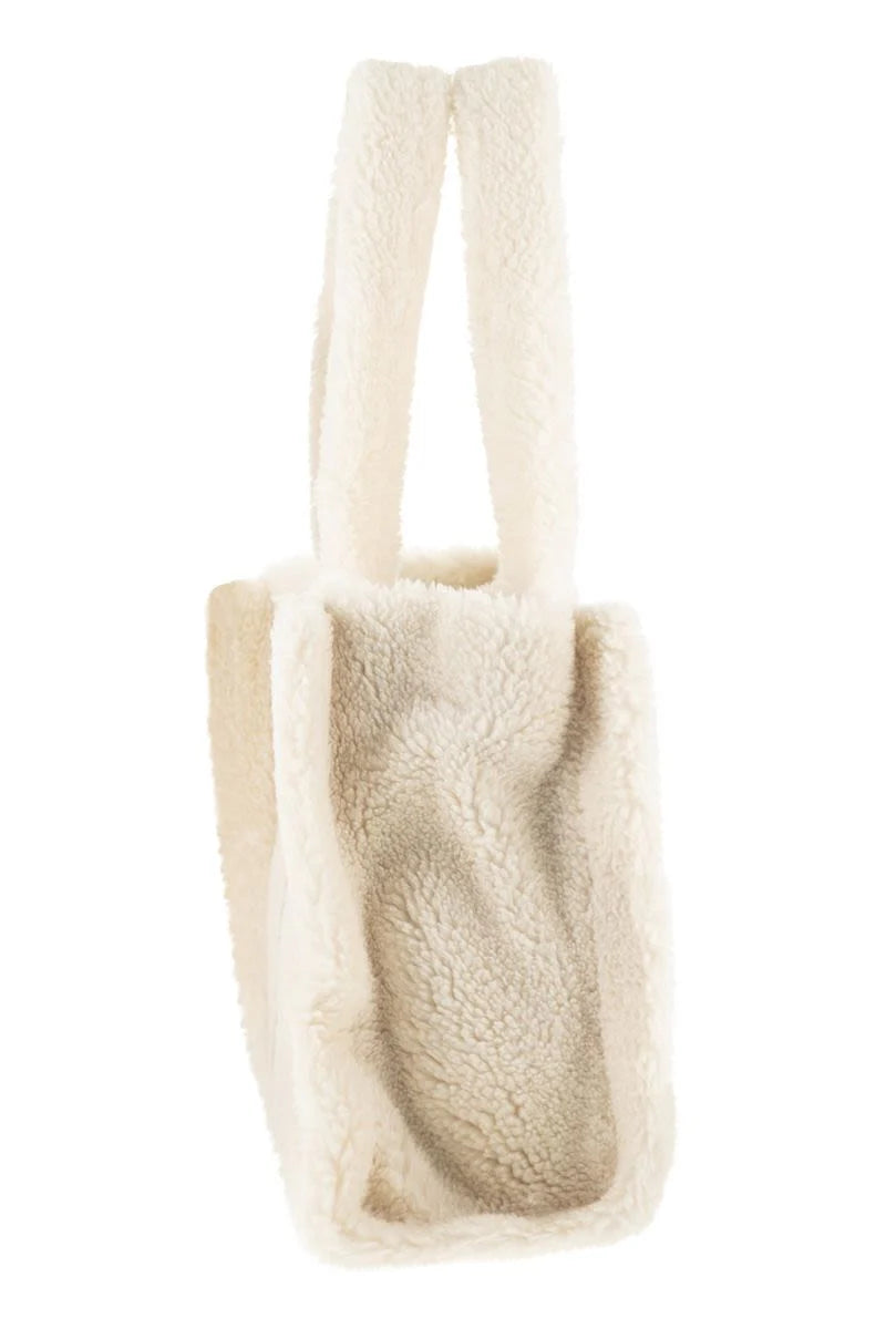 COLETTE TEDDY - SHERPA HANDBAG with LOGO