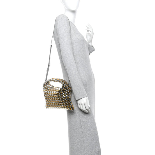 Metallic Lambskin Intrecciato Mini Hop Silver Gold