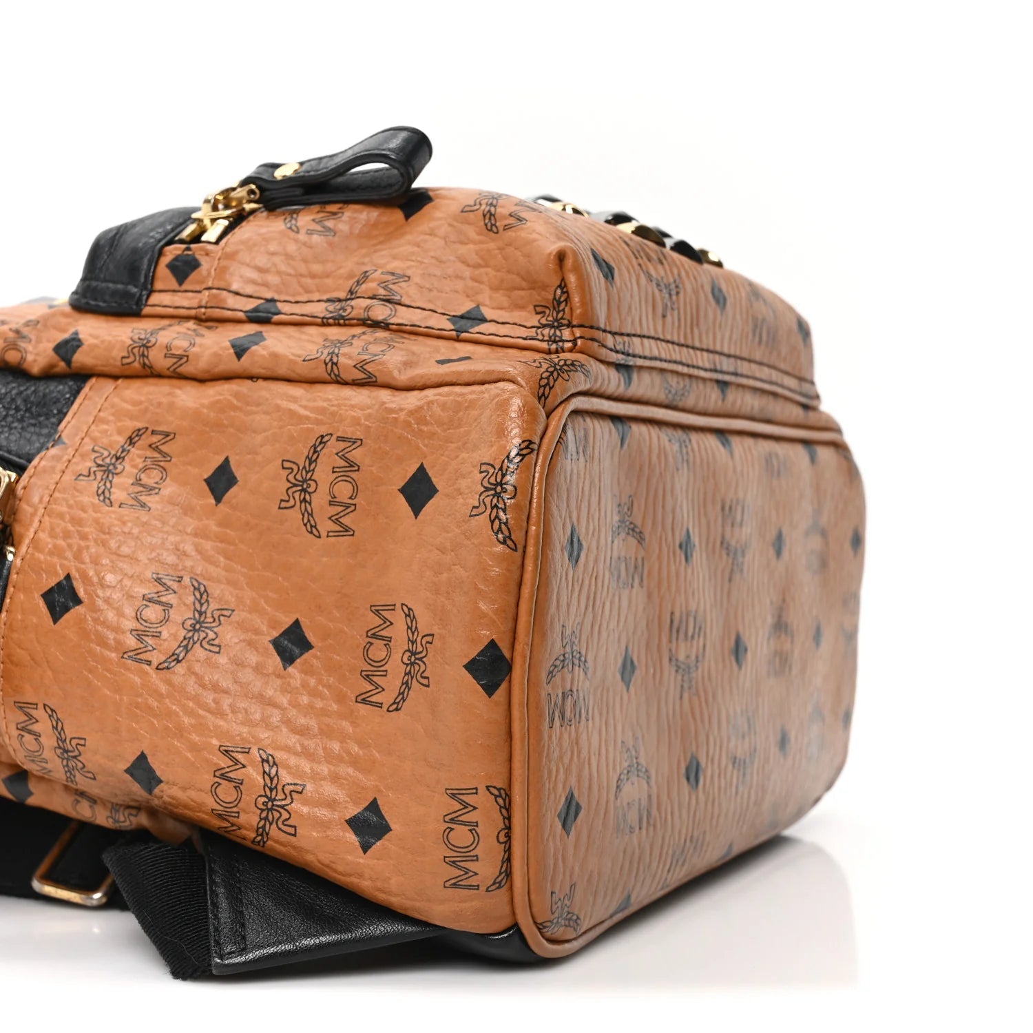 Visetos Studded Colorblock Small Stark Brock Backpack Cognac Black