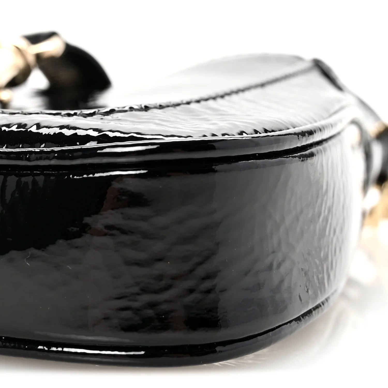 Crinkled Patent Mini Jackie Notte Bag Black