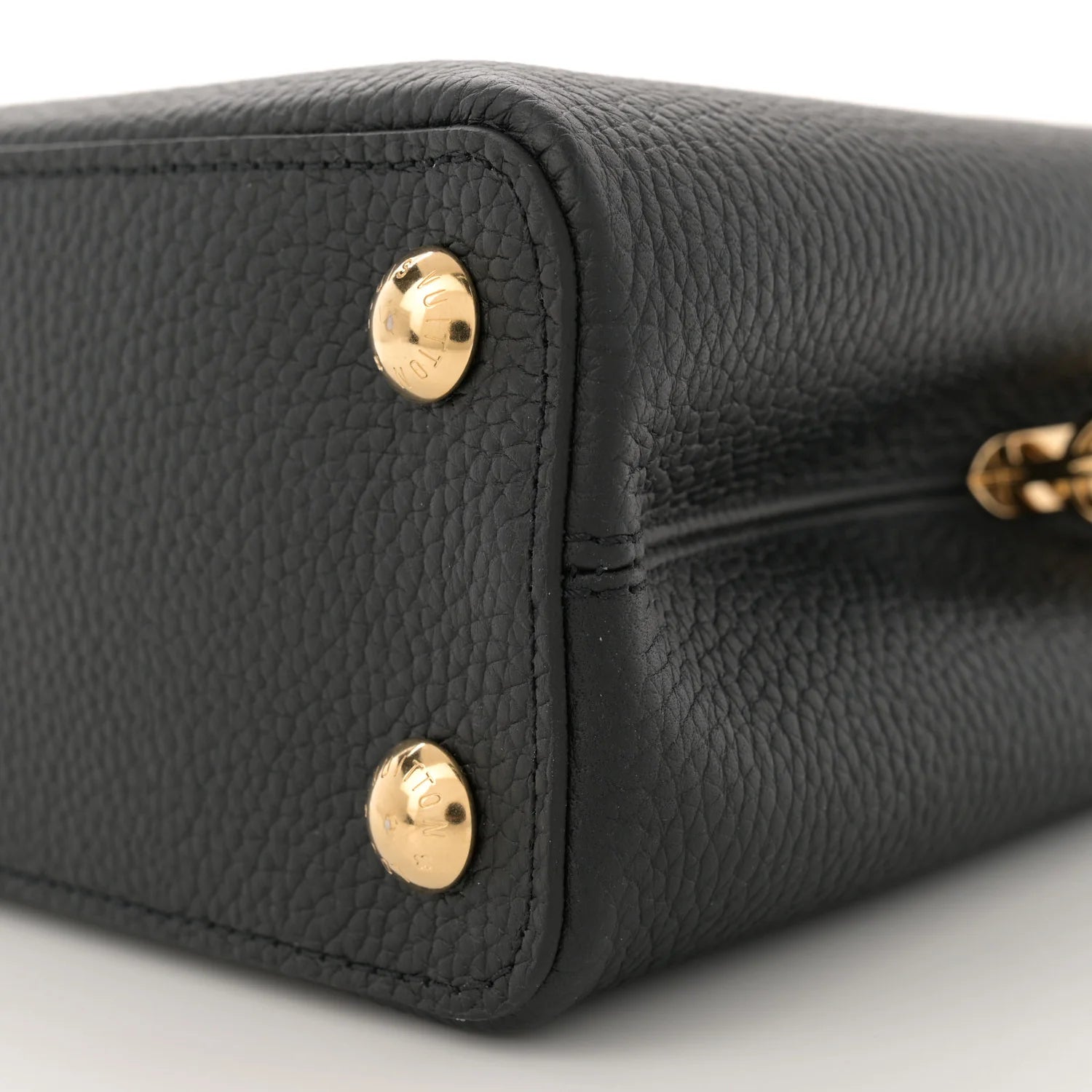 Taurillon Enamel Flower Padlock Chain Capucines BB Black