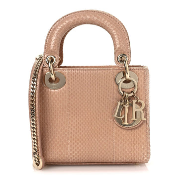 Snakeskin Mini Lady Dior Beige