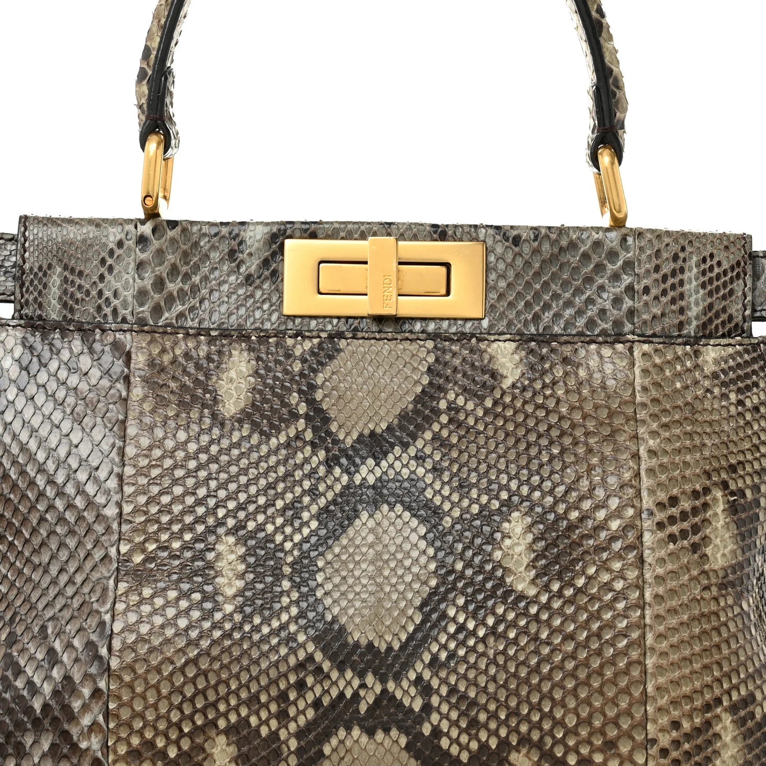 Snakeskin Medium Peekaboo Iconic Satchel Asfalto Nocciola