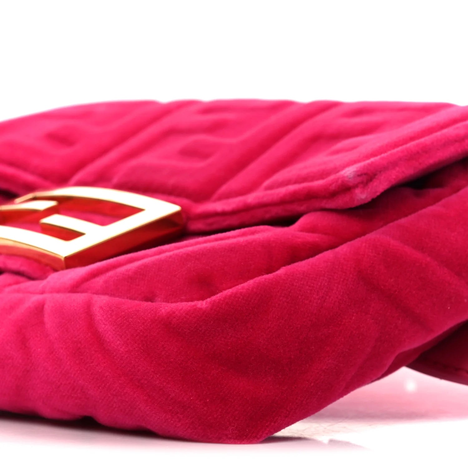 Velvet FF Embossed Hip Belt Baguette Bag Fuxia