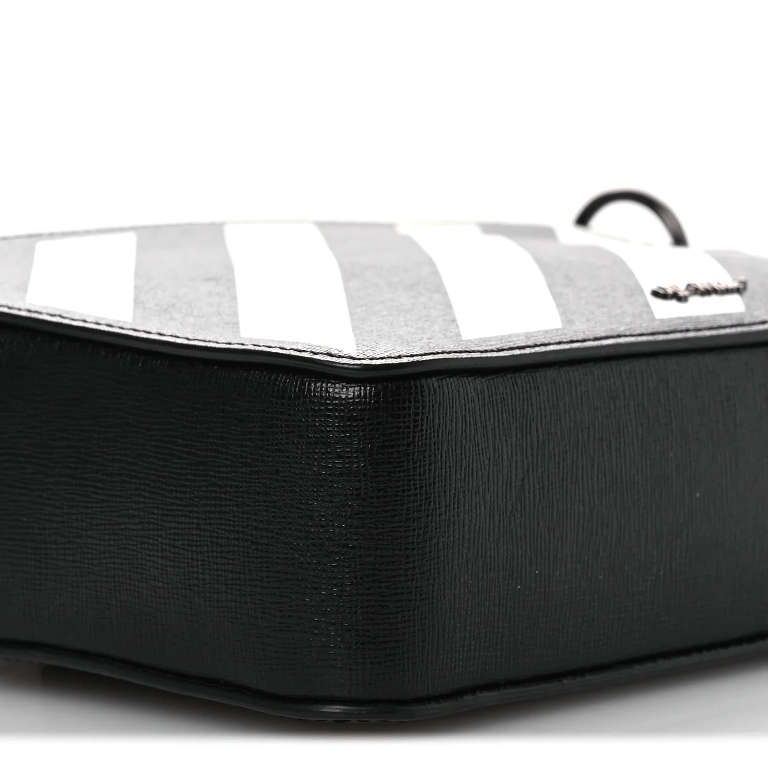 Saffiano Striped Mini Diag Bag Black White