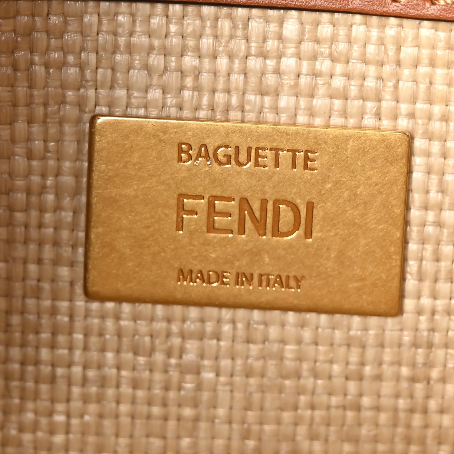 Raffia Vitello King Lucido FF Embroidered Baguette Alchemy Brandy