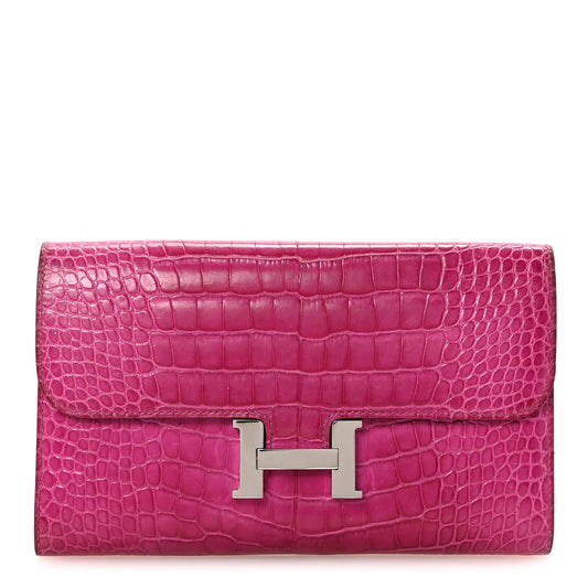 Shiny Alligator Constance Long Wallet Rose Scheherazade