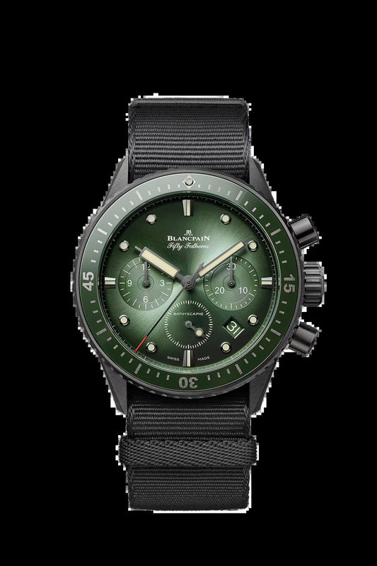 Unworn  Fifty Fathoms Bathyscaphe Chronographe Flyback, Black Ceramic, 43.6Mm, Ref# 5200-0153-NABA, Box and Papers