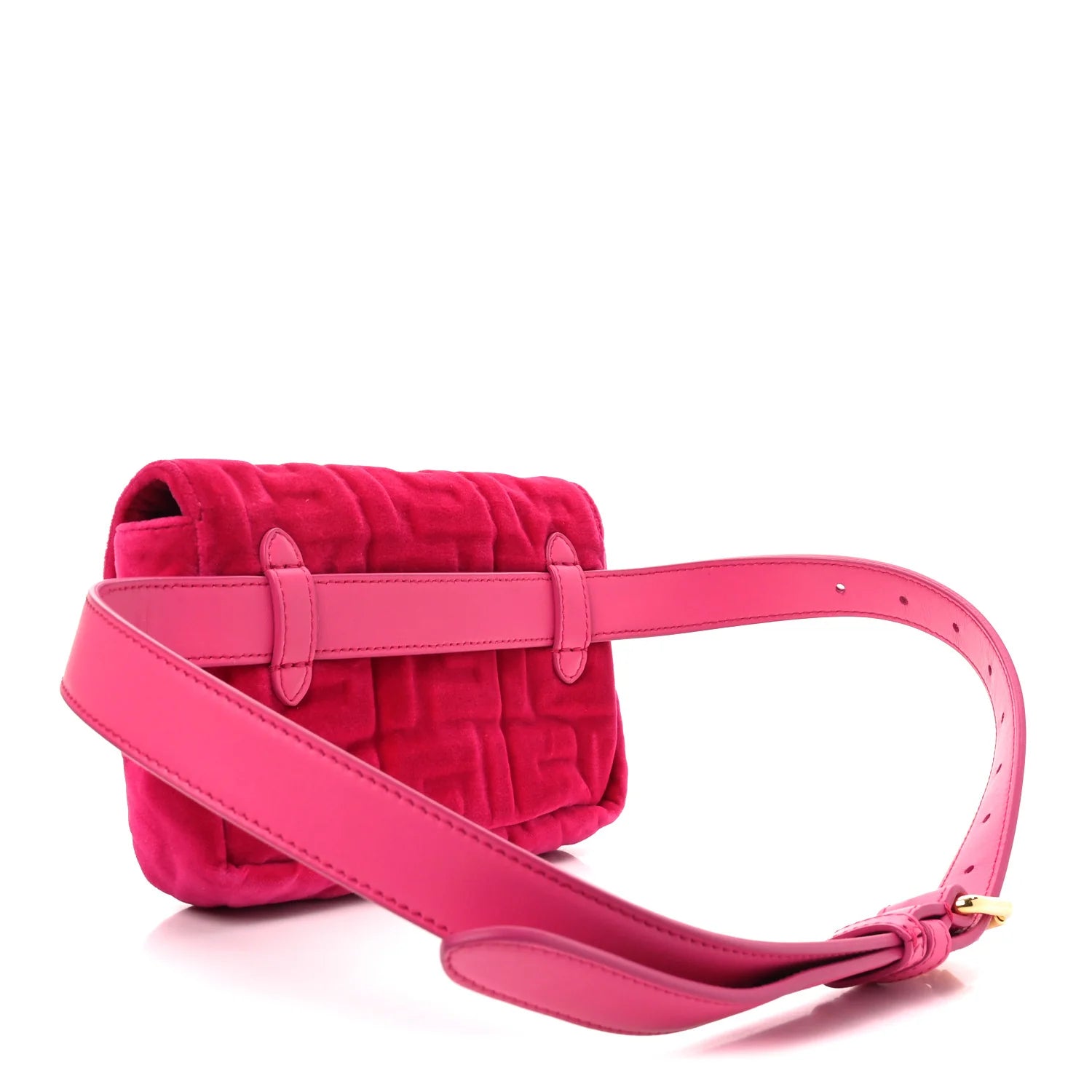 Velvet FF Embossed Hip Belt Baguette Bag Fuxia