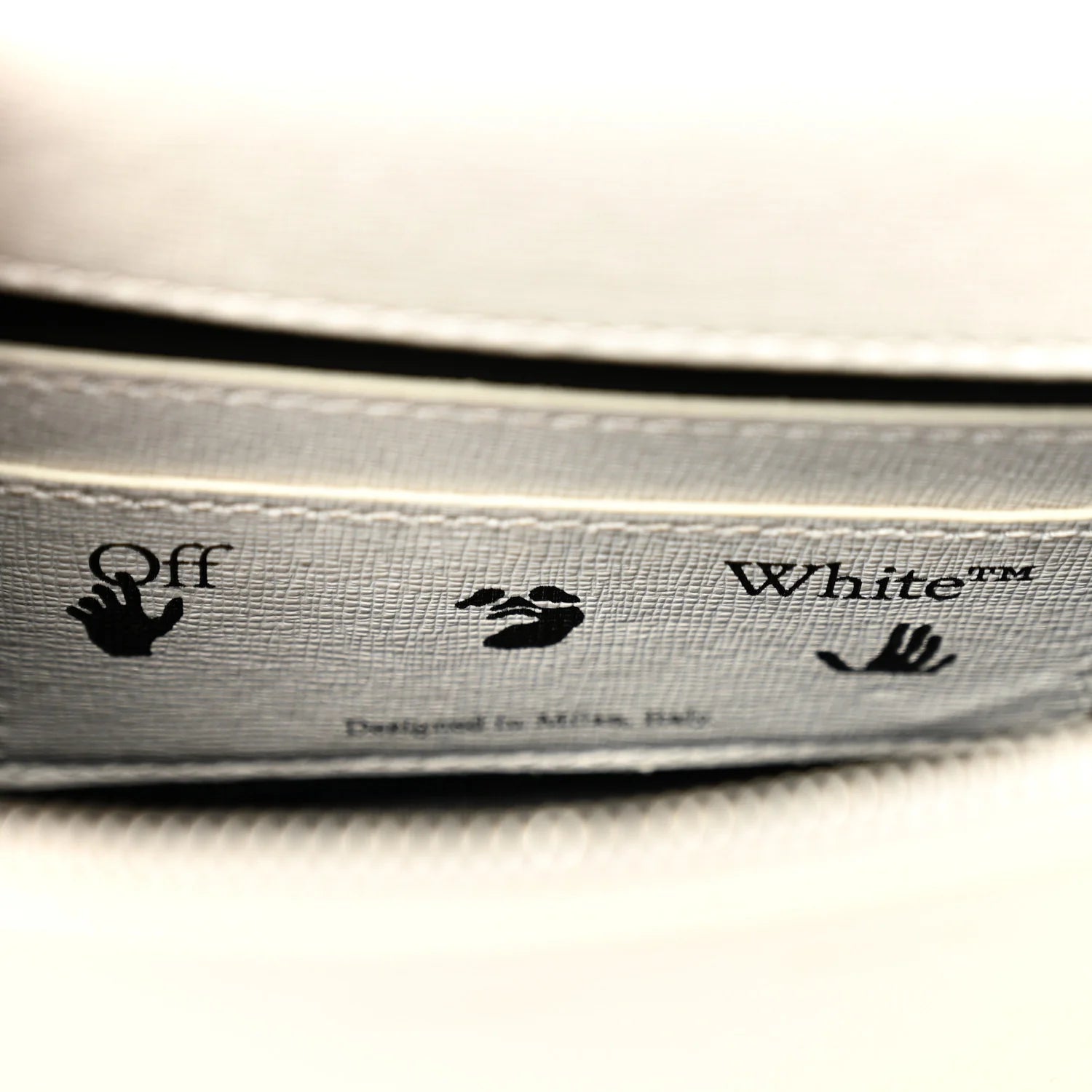 Saffiano Striped Mini Diag Binder Clip Bag White