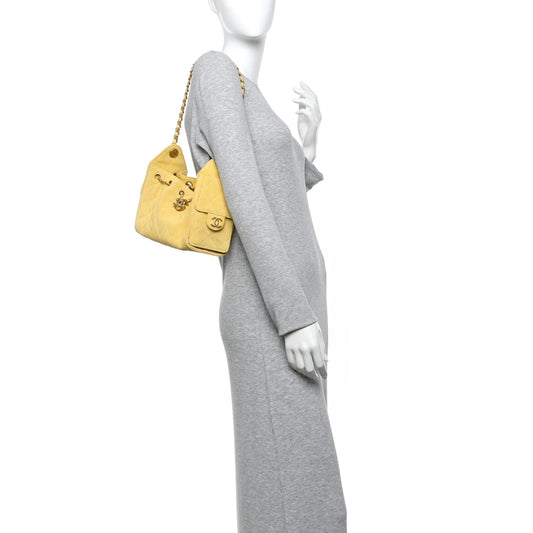 Suede Quilted Mini  25 Handbag Yellow