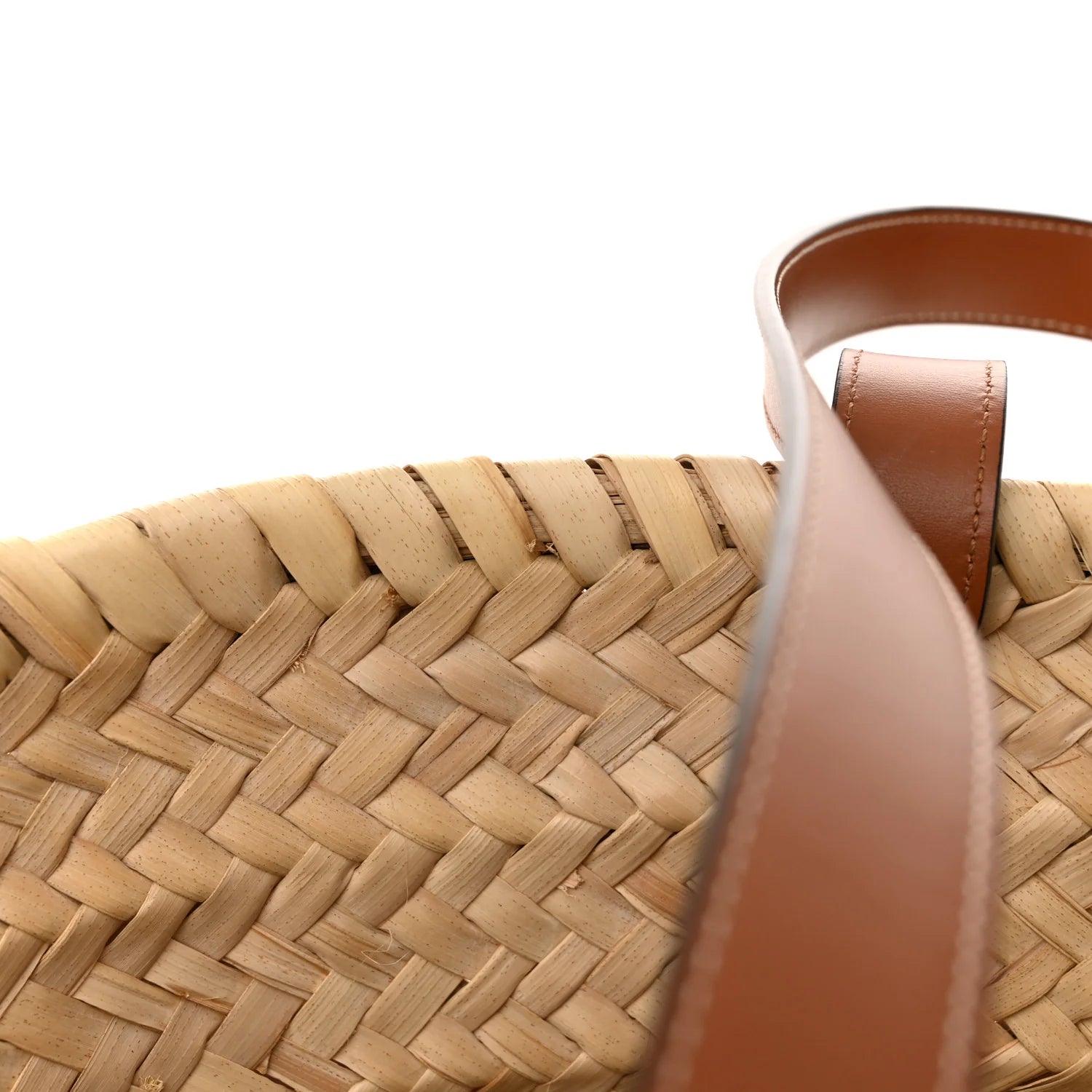 Raffia Calfskin Triomphe Medium Panier Tan