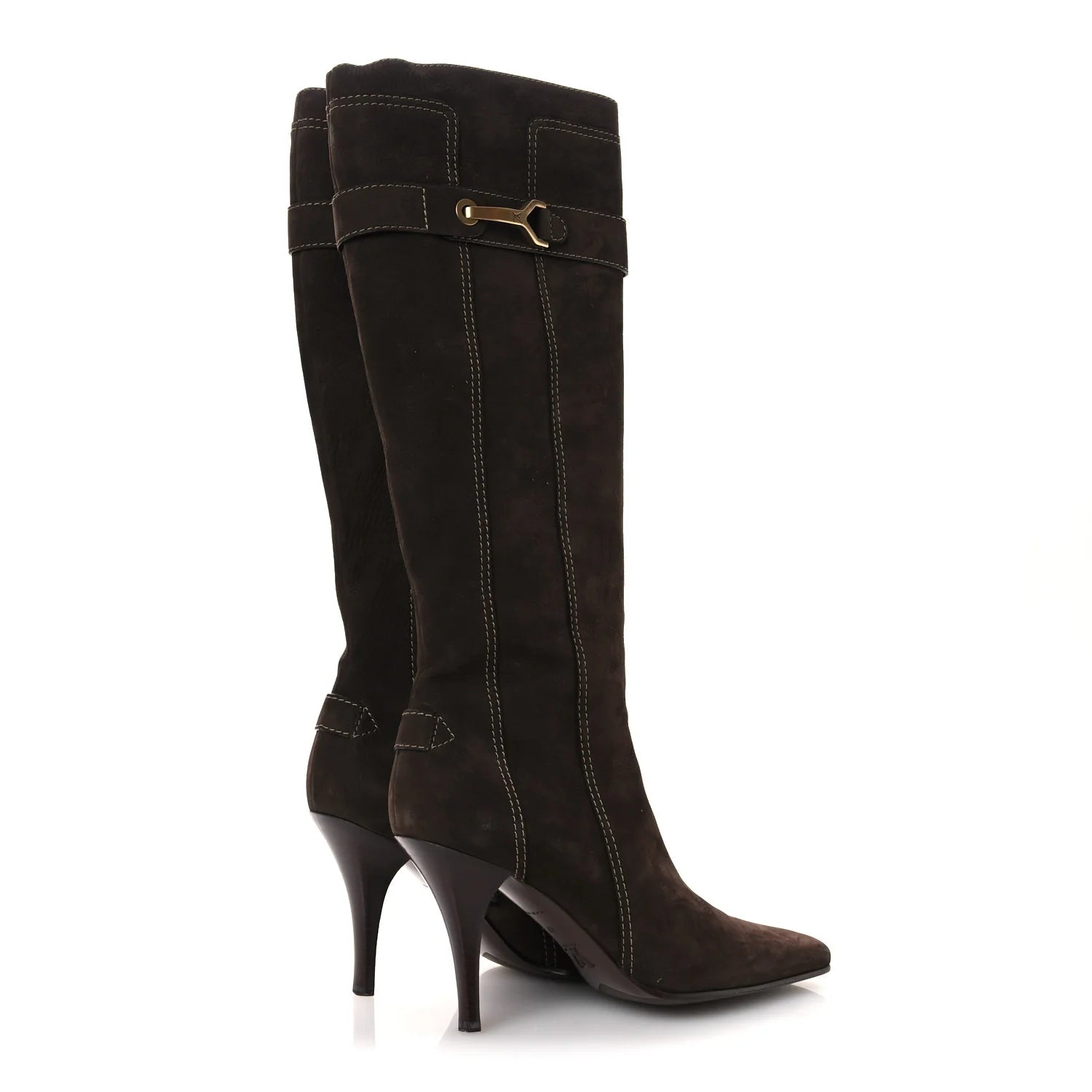 Suede High Boots 40 Brown