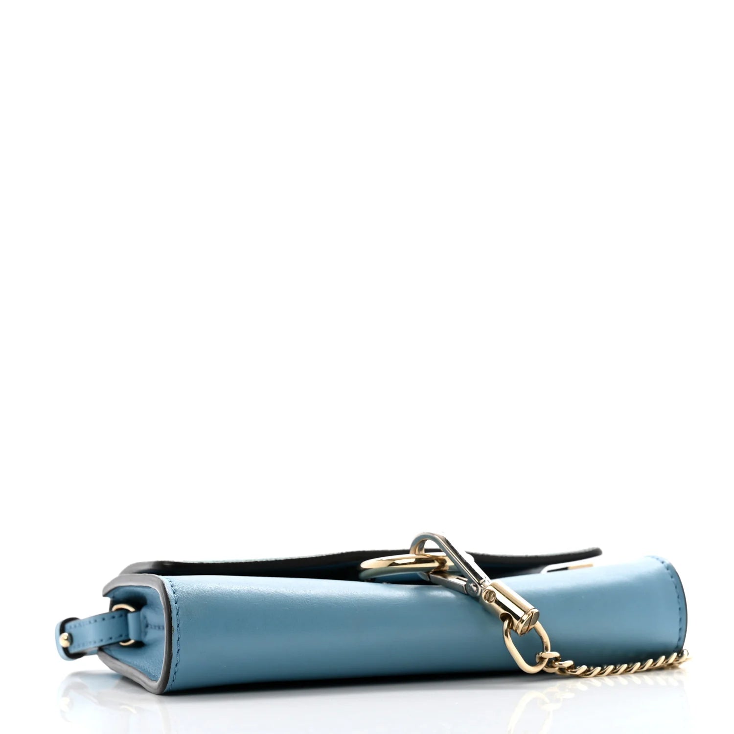 Suede Calfskin Faye Wallet on Strap Vinyl Blue