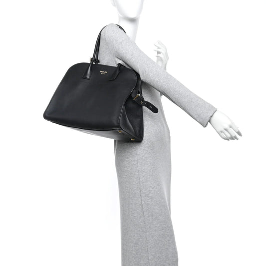 Soft Grain Calfskin Large Tote Bag Black