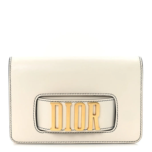 Smooth Calfskin Dio(R)Evolution Flap Clutch White