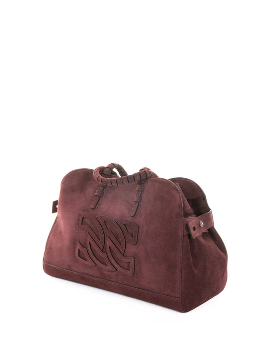 PARK AVENUE DOUBLE HANDLE BAG in BLACK CHERRY SUEDE