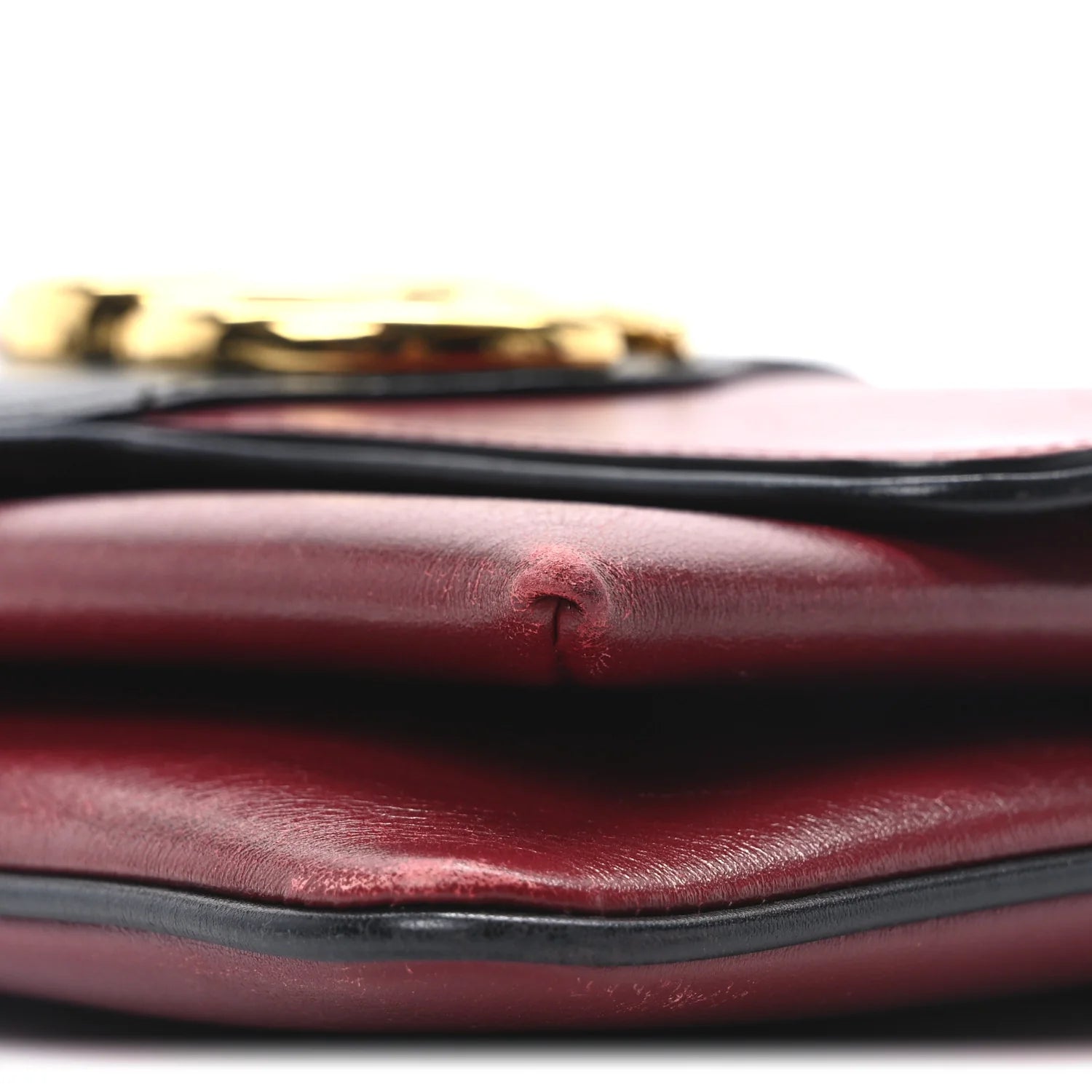 Vitello Palmellato Lux Bi-Color Small Arli Flap Shoulder Bag New Cherry Red Black