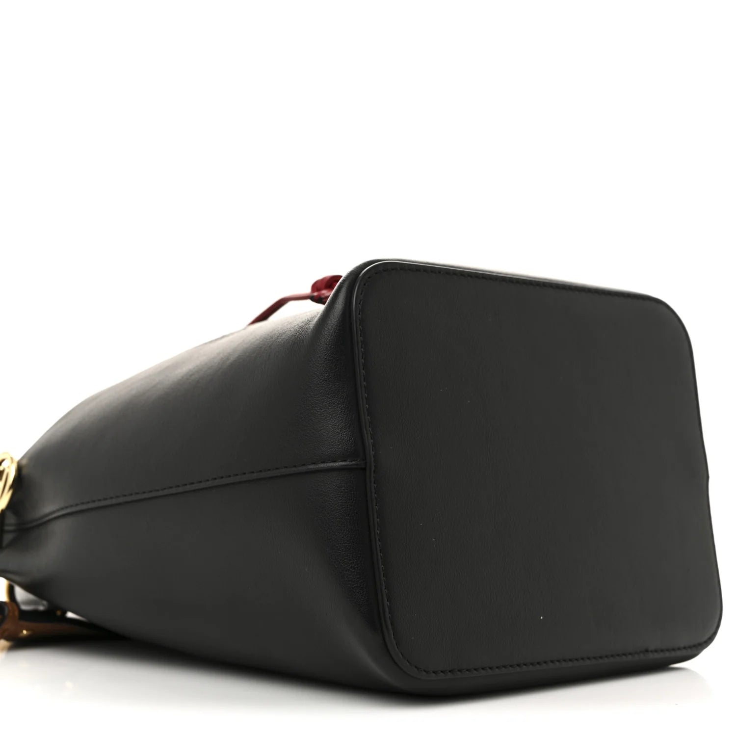 Vitello Grace F Is  Stamp Patch Perforated Small Mon Tresor Bucket Bag Black