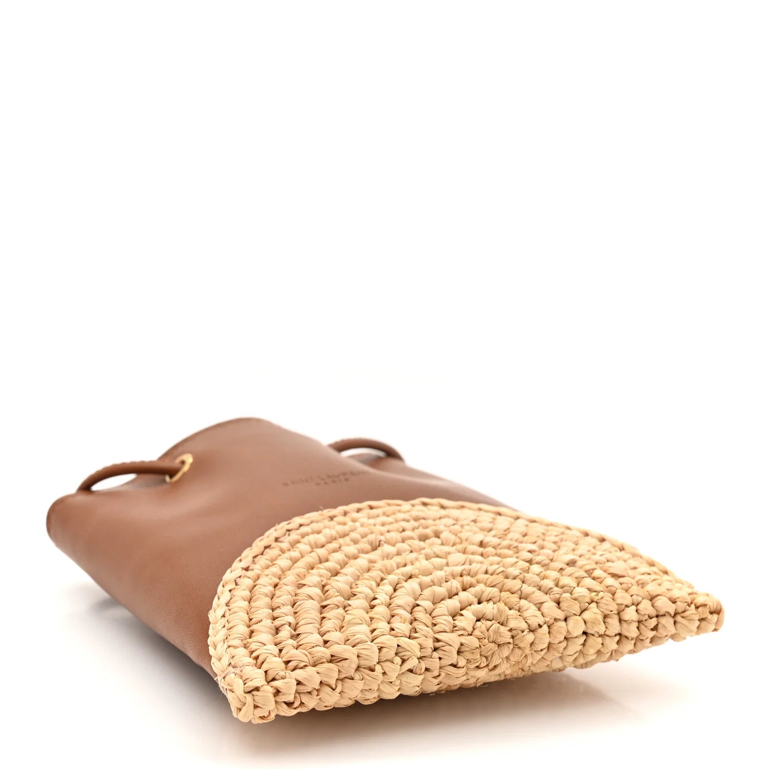 Raffia Cassandre Mini Pochon Crossbody Bag Brick Natural
