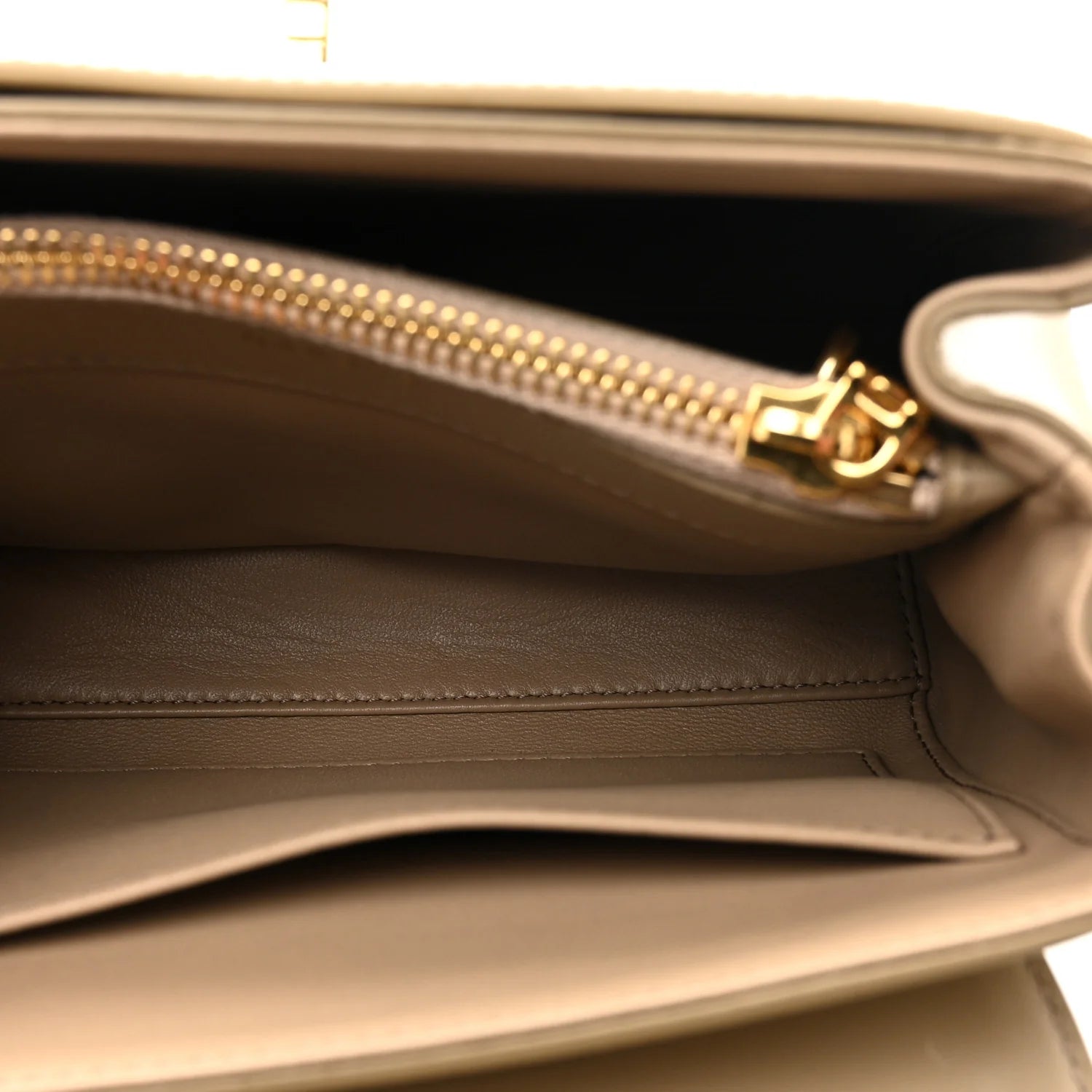 Satinated Calfskin Mini 16 Top Handle Bag Beige