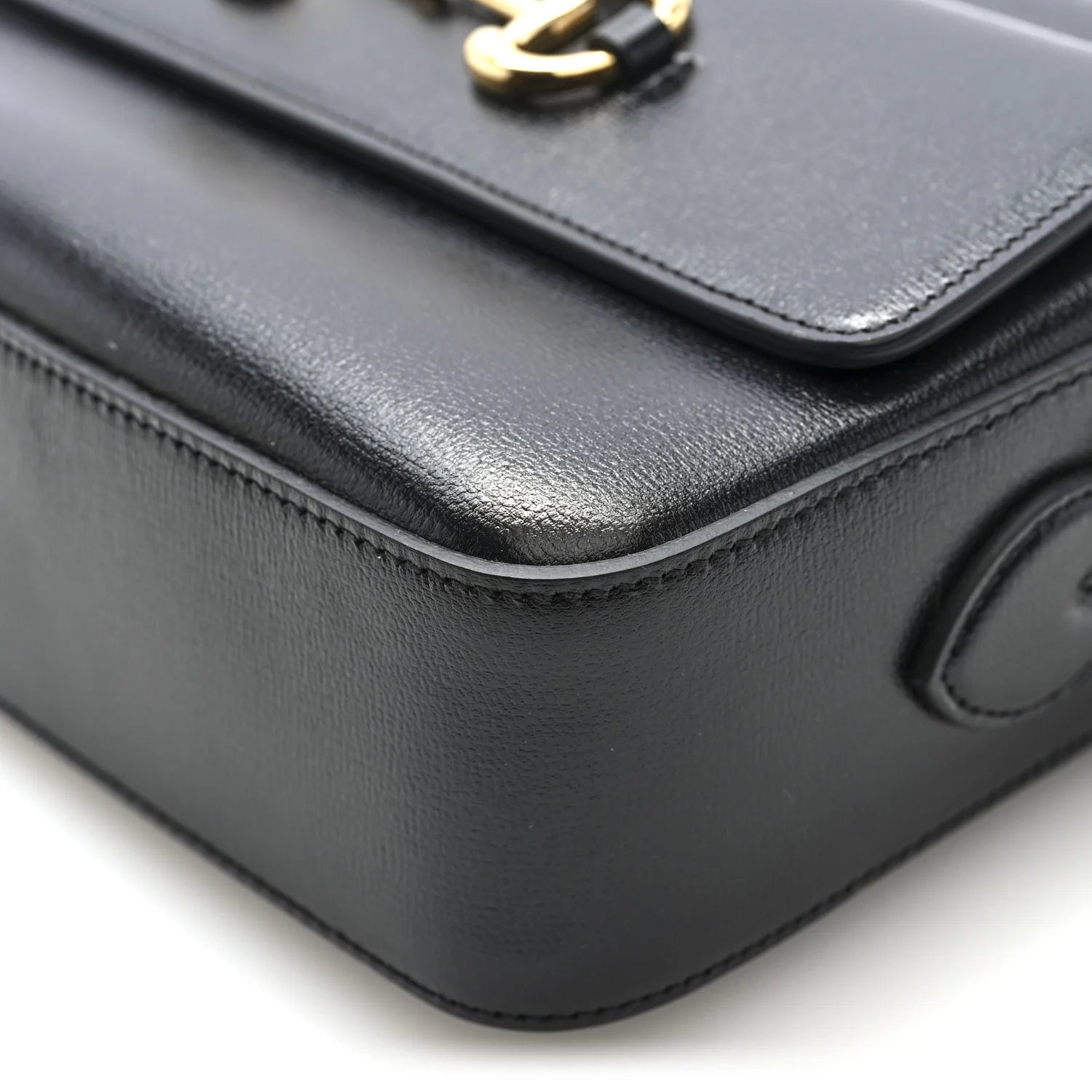 Textured Calfskin Small Horsebit 1955 Shoulder Bag Black