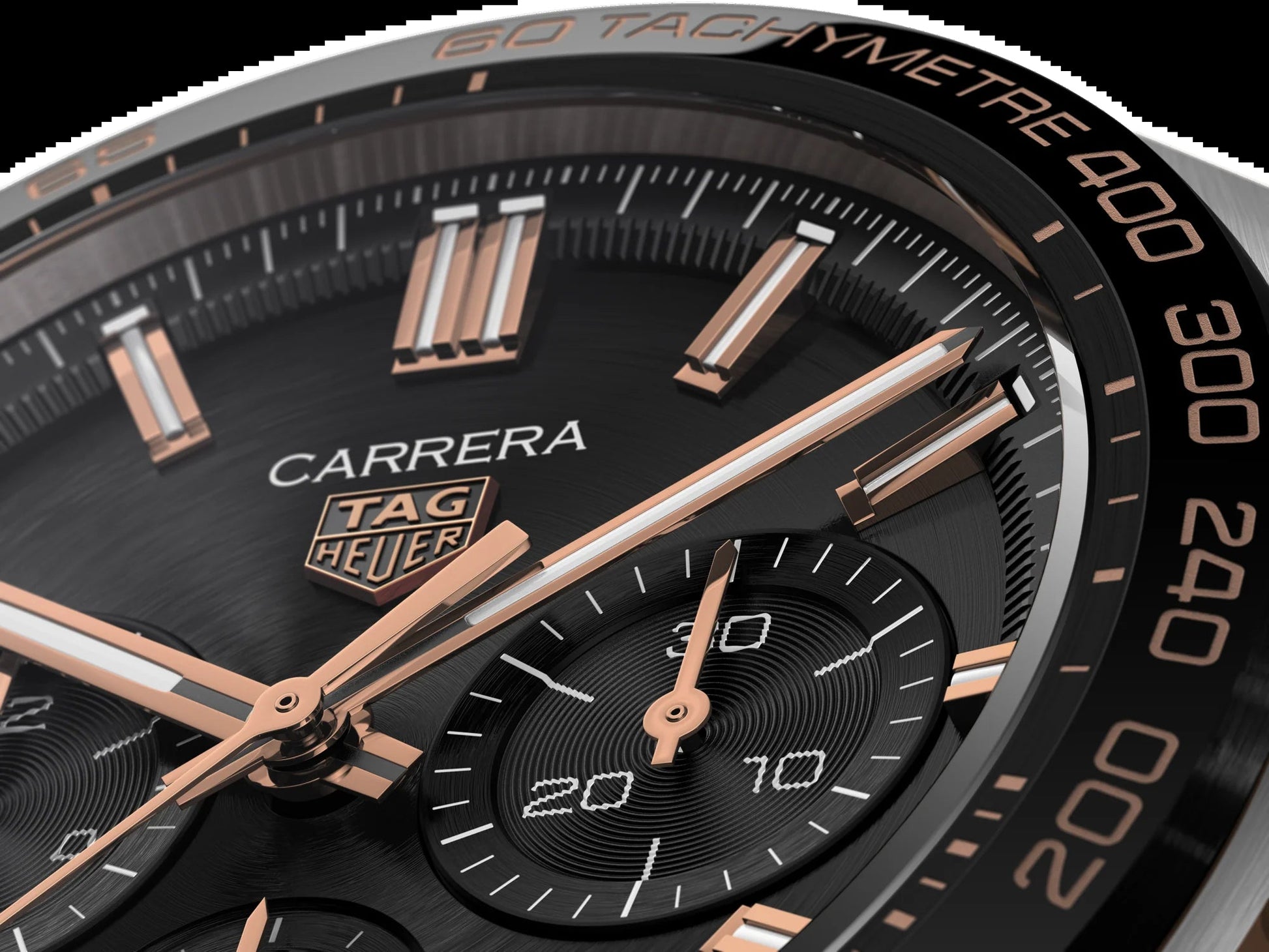 Unworn  Carrera Chronograph, Stainless Steel, 18K Rose Gold and Ceramic, 44Mm, Ref# CBN2A5A.FC6481, Box & Papers