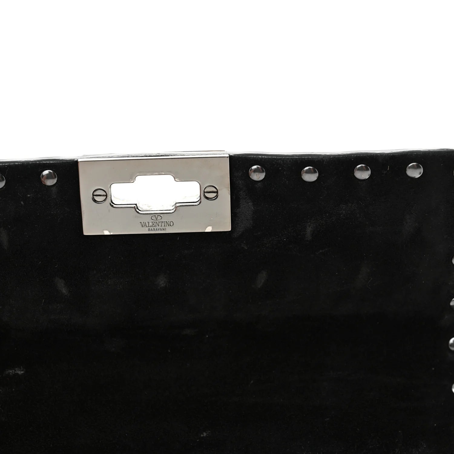 Craquele Nappa Small Rockstud Spike Shoulder Bag Black