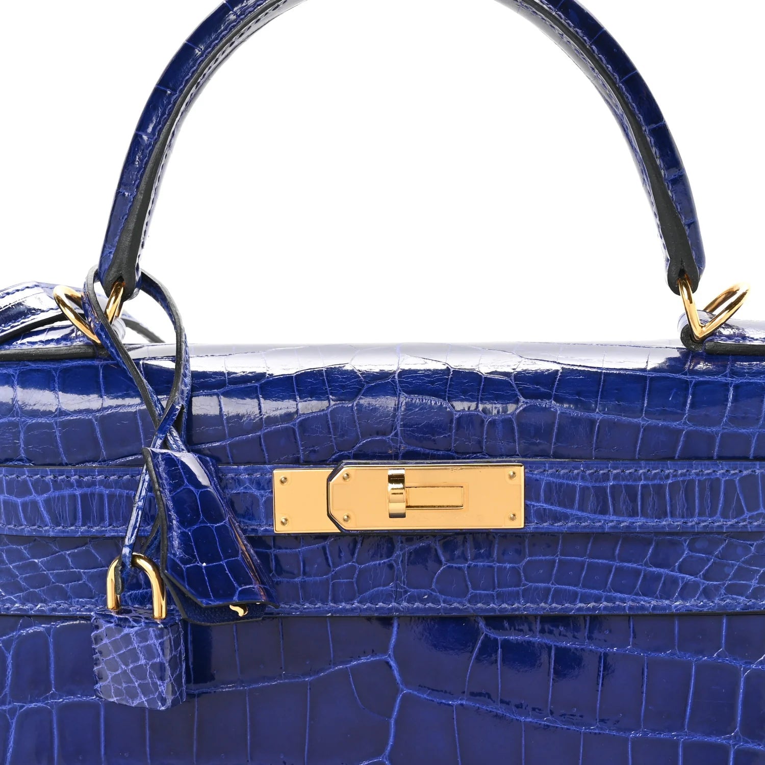 Shiny Niloticus Crocodile Kelly Sellier 28 Bleu Electrique